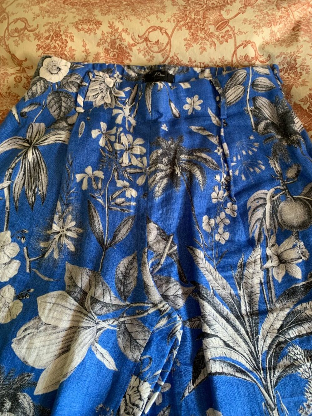 J. Crew Size 4 Cobalt Blue Linen Wide Leg Trouser Pant